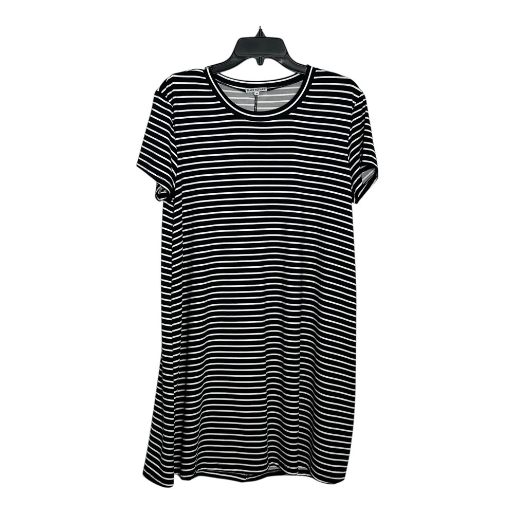 Mary Square Womens Black White Striped Short Sleeve T-Shirt Dress Medium‎ M